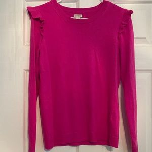 J Crew Pink Ruffle Sweater